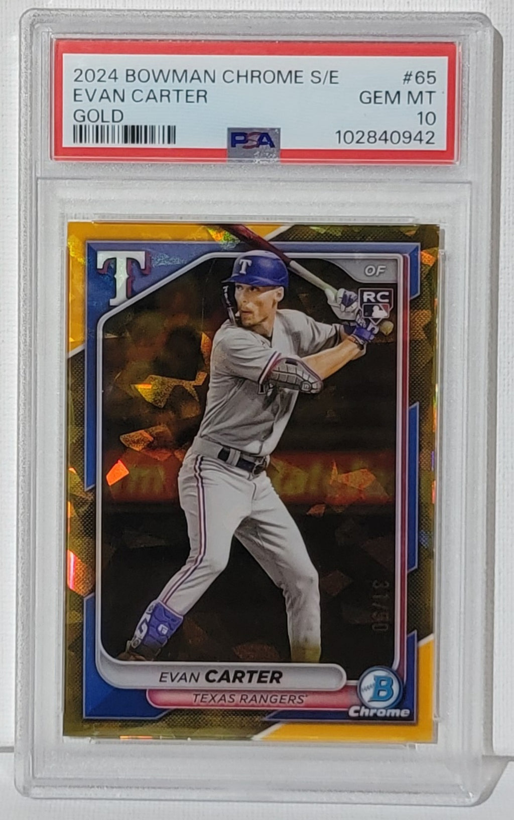 2024 Bowman Chrome Gold Evan Carter PSA 10