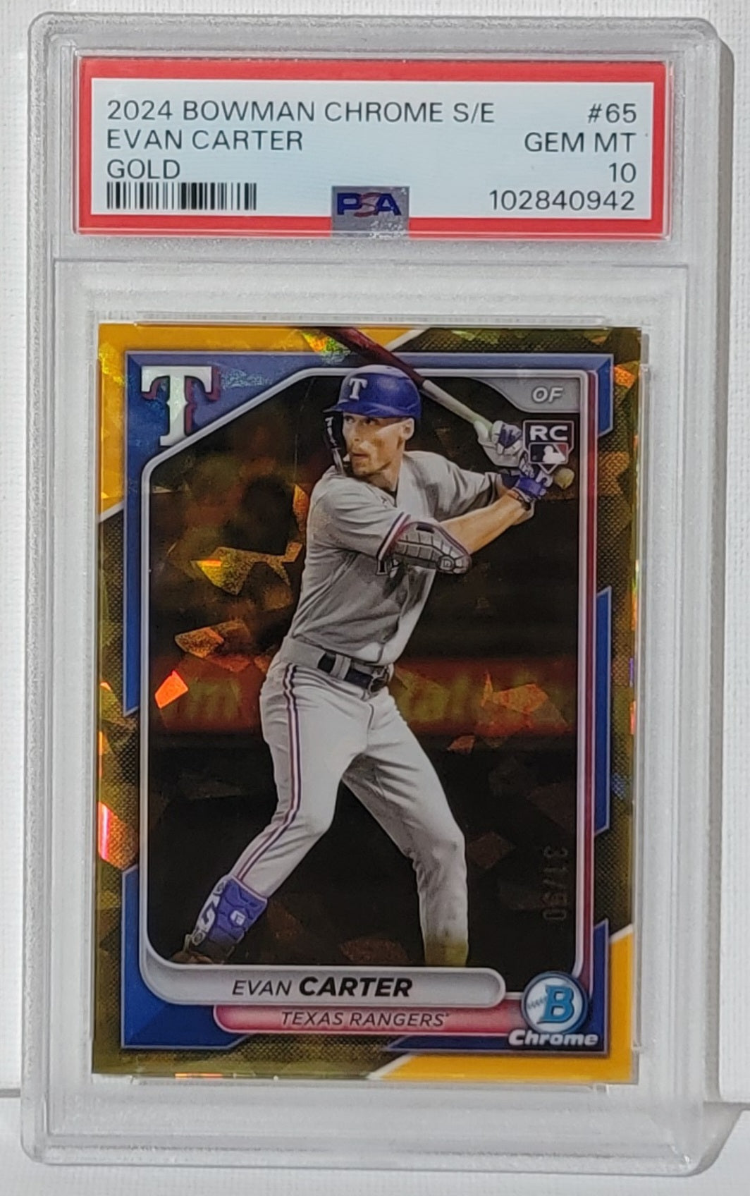 2024 Bowman Chrome Gold Evan Carter PSA 10