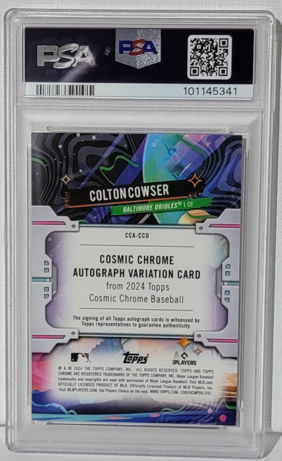 2024 Topps Chrome Cosmic Colton Cowser Auto PSA 10